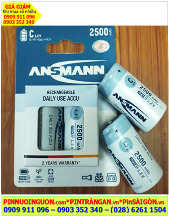 Ansman C2500mAh HR14; Pin sạc C 1.2v Ansman C2500mAh HR14 chính hãng (Loại Vỉ 2viên)
